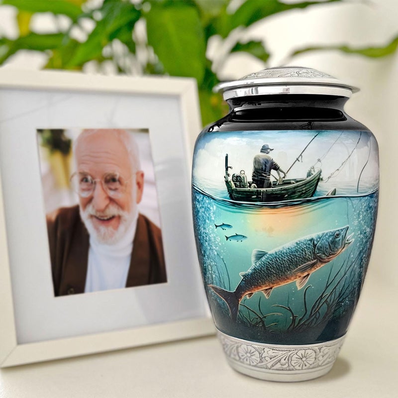 Double Trouble Inc Fishing Urn for Human Ashes | Large Handcrafted Funeral Memorial | Decorative Cremation Fishing Urn for Women and Men - Image 3
